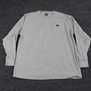 Ben Davis Shirt Mens Medium Heavy Duty Long Sleeve Pocket Ash Grey Workwear